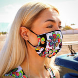 Alien Floral: Adjustable Face Mask (Checker)