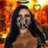 Alien Floral: Adjustable Face Mask (Black Out)