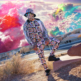 Alien Floral: Men's Fleece Joggers (Checker)