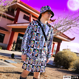 Alien Floral: Men's Light Zip-Up Jacket (Checker)