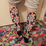Alien Floral: Unisex Long Socks (Black Out)