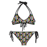 Alien Floral: Women's String Bikini Set (Black Out)