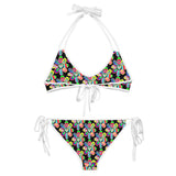 Alien Floral: Women's String Bikini Set (Black Out)