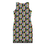 Alien Floral: Women's Bodycon Mini Dress (Black Out)