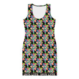 Alien Floral: Women's Bodycon Mini Dress (Black Out)