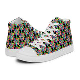 Alien Floral: Men’s High Top Shoes (Black Out)